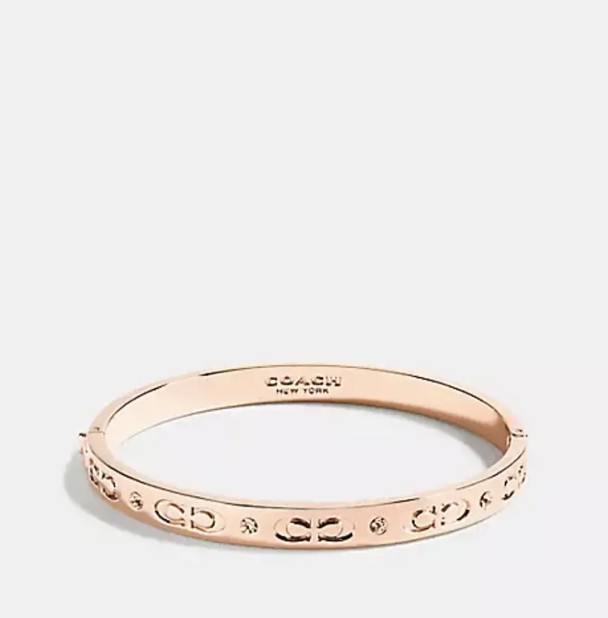 卡地亚同款！Coach 蔻驰 Signature Hinged Bangle 玫瑰金手镯
