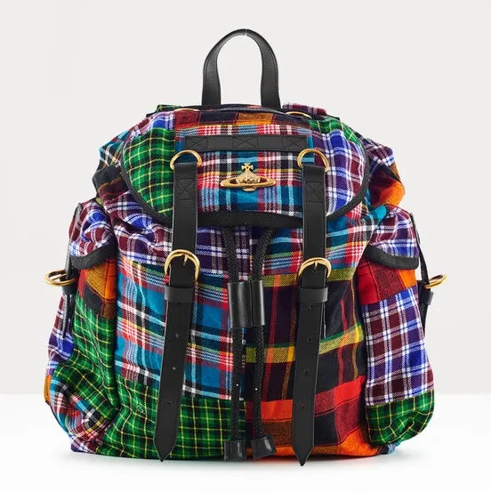 Vivienne Westwood 西太后 格纹拼接双肩包