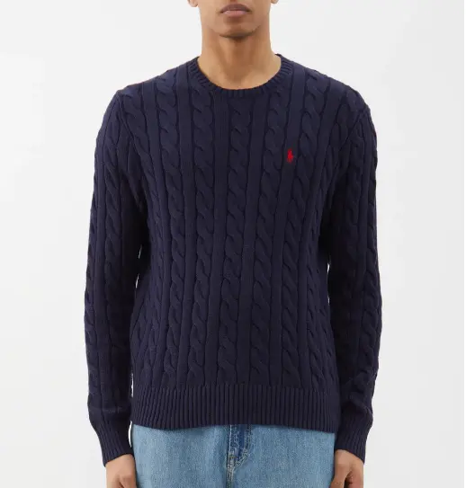 POLO RALPH LAUREN 藏青色小马绞花毛衣