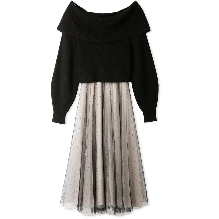 Snidel 露肩针织套头衫&薄纱裙套装 SWNO235011 女士