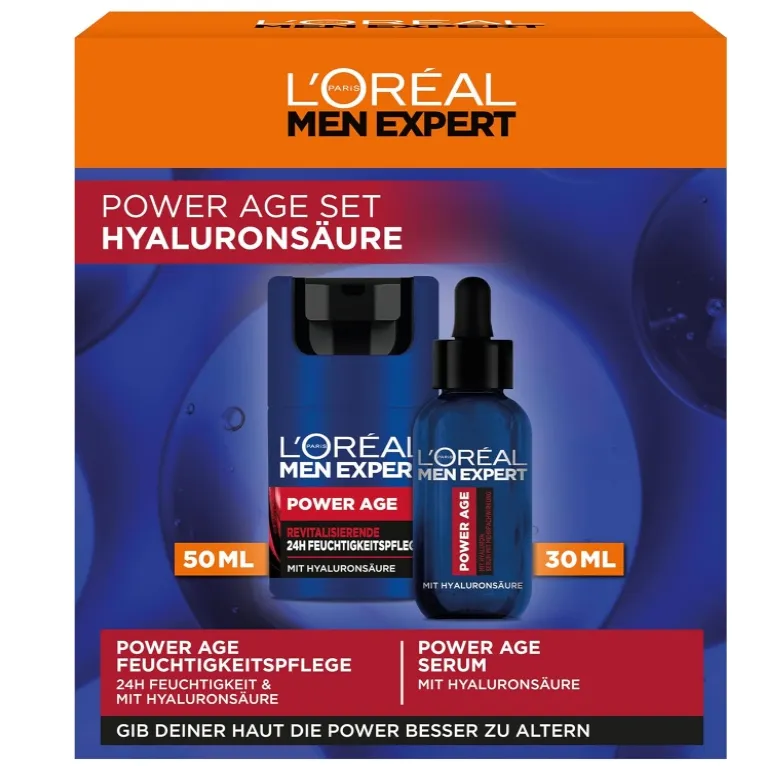 好价！L'Oreal Paris 欧莱雅 Power Age 男士抗.皱面部护理套装（保湿霜50mL+精华30mL）