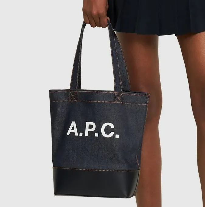 跳水价！A.P.C. Axel 小号牛仔&皮革托特