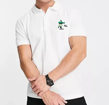 Lacoste 白色 鳄鱼印花Polo 衫