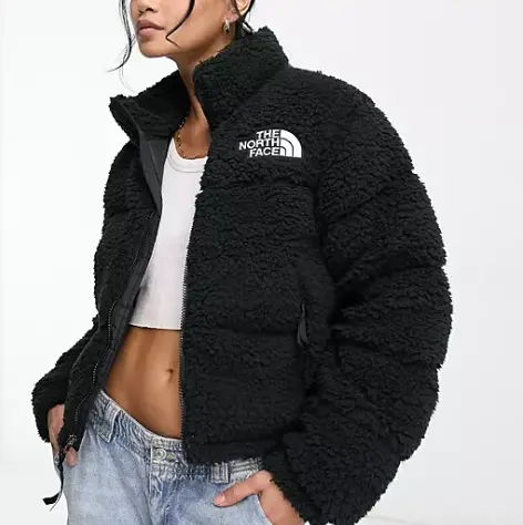 码全！The North Face Nuptse 黑色短款 borg 羽绒夹克