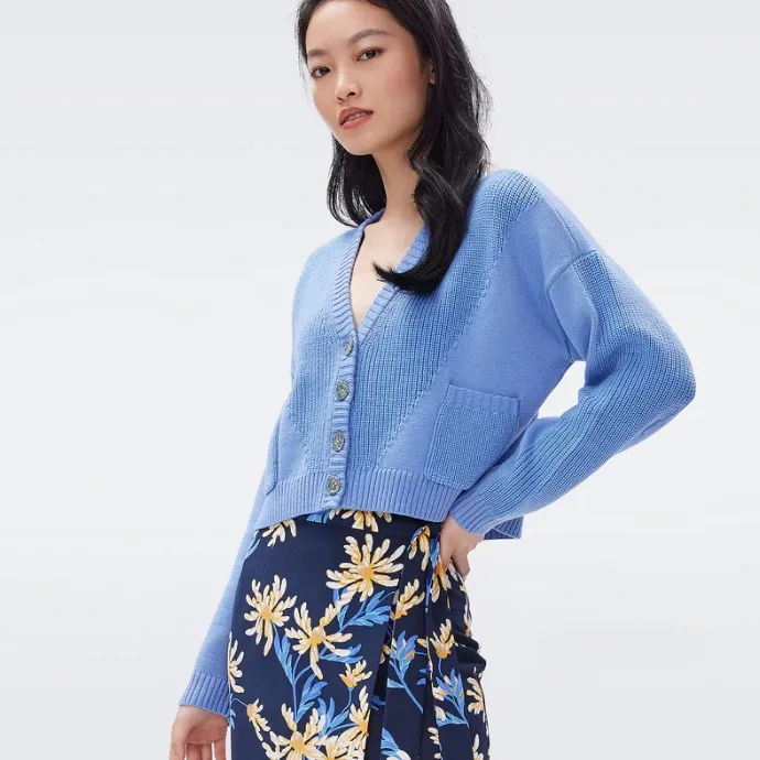 高返即将失效！DVF Paulette 蓝色针织开衫