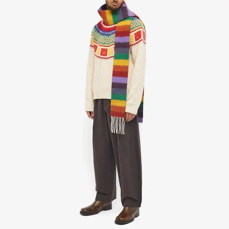 Acne Studios 彩虹拼色条纹围巾