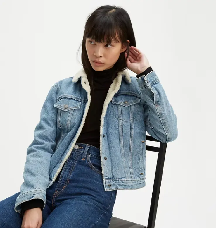 Rose 类似款！Levi's 毛绒牛仔外套
