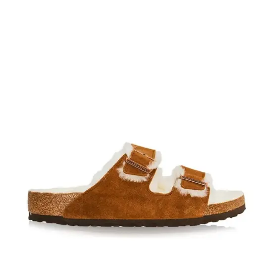 BIRKENSTOCK ARIZONA 毛绒棕色拖鞋