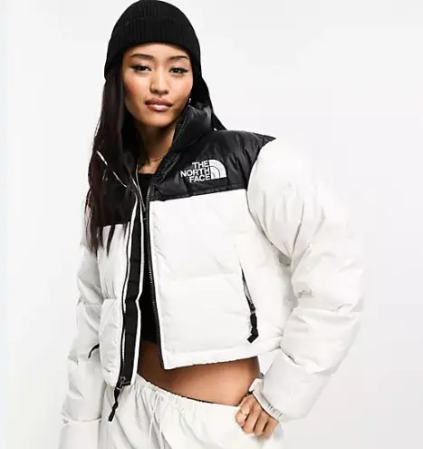 The North Face 北面  Nuptse 黑白拼色短款羽绒夹克