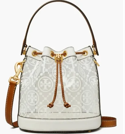 Tory Burch 汤丽柏琦 T Monogram 老花帆布水桶包