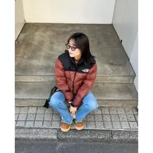 The North Face Nuptse 1996 羽绒服 棕色拼接