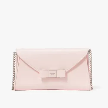 kate spade 粉色蝴蝶结漆皮信封斜挎包