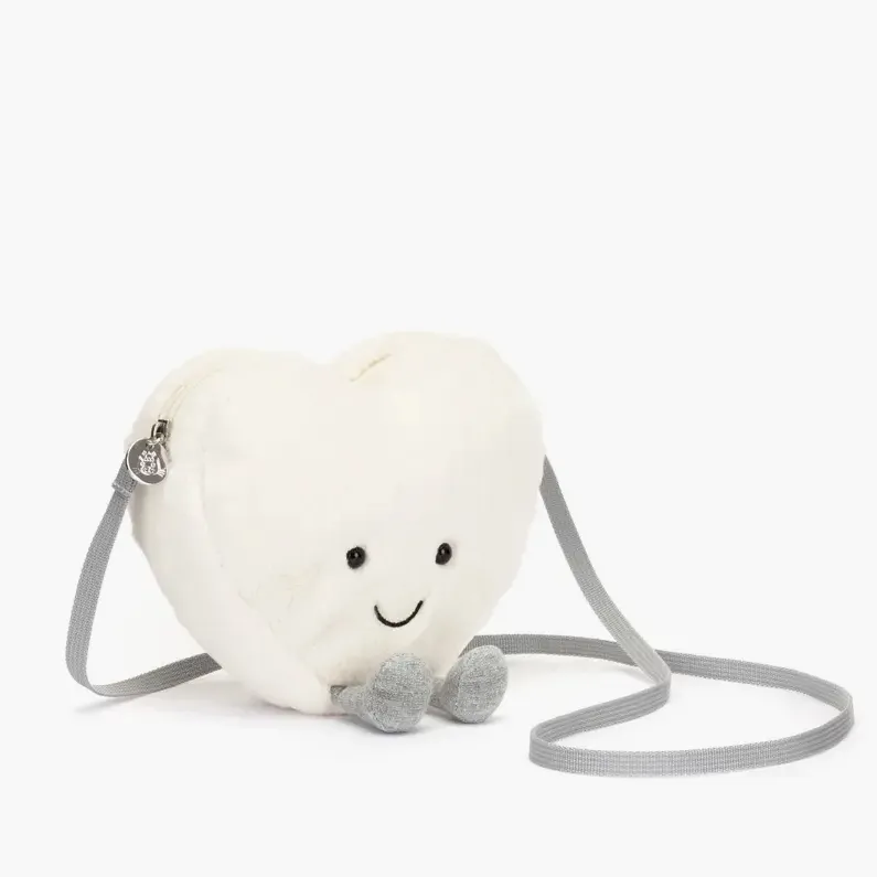 上新！Jellycat Amuseable 乳白色爱心斜挎包