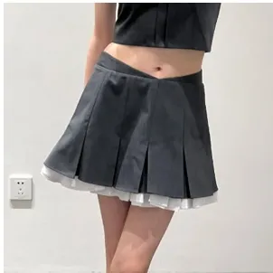 SHUSHU/TONG 灰色叠层短裙