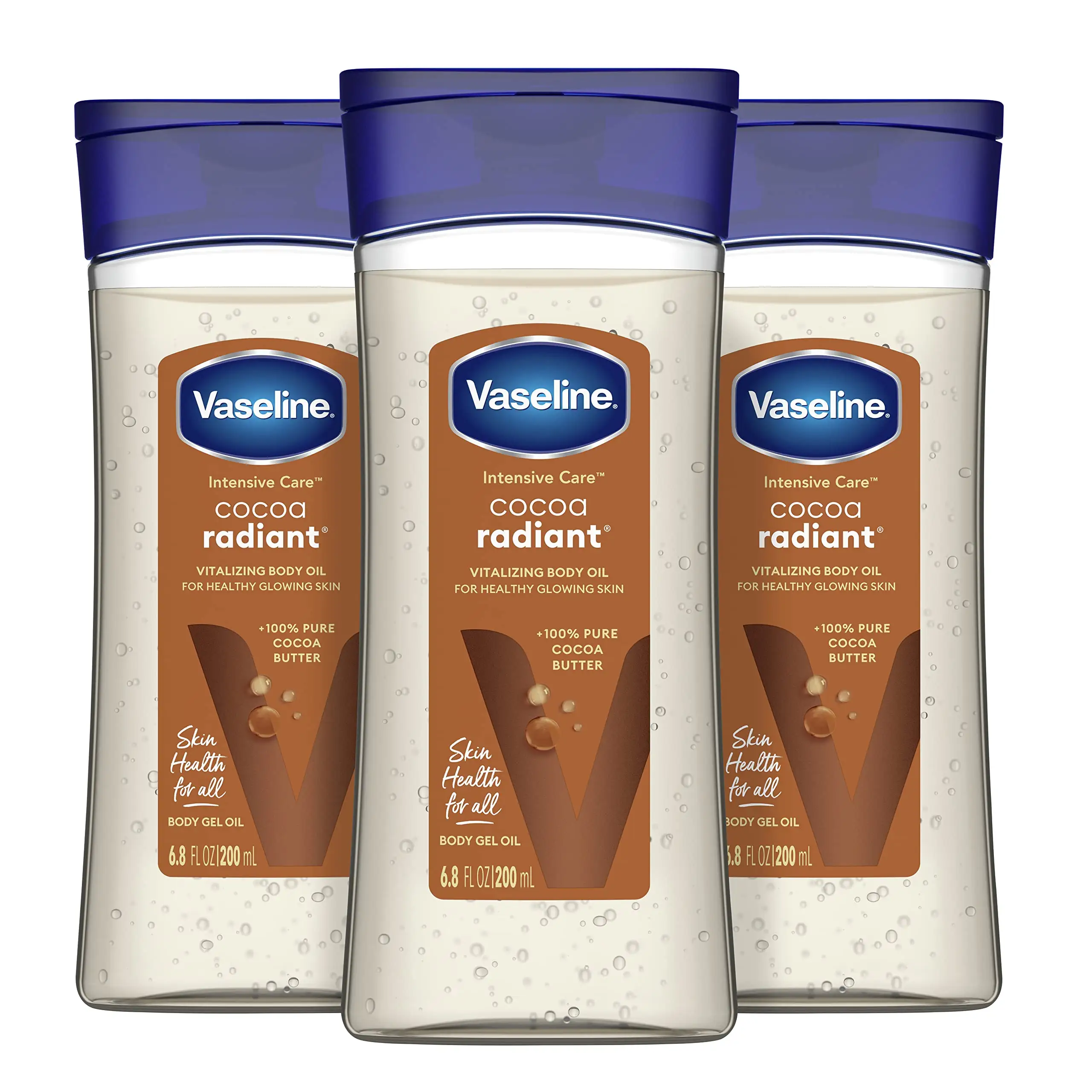 Vaseline 深层护理可可焕发光彩 3 支身体凝胶油 * 纯可可油 + 补充油 200ml*3
