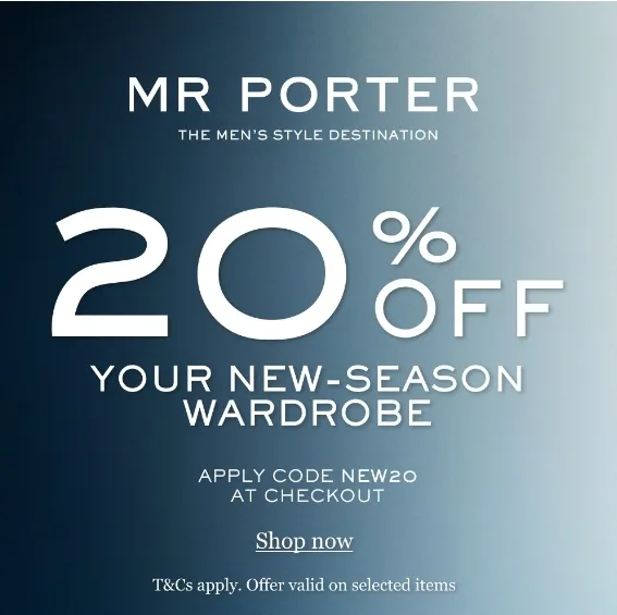 Mr. Porter Rest of APAC：新季衣橱立享8折