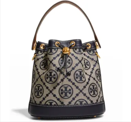 至高送$1250礼卡！Tory Burch T Monogram 中号 提花水桶包