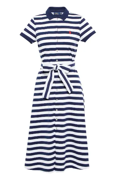 POLO RALPH LAUREN 条纹Polo中长连衣裙
