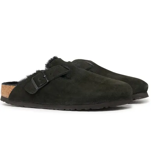 BIRKENSTOCK 黑色毛绒半拖
