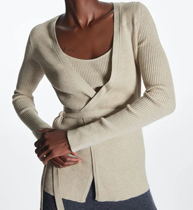 COS 羊毛系带毛衣开衫