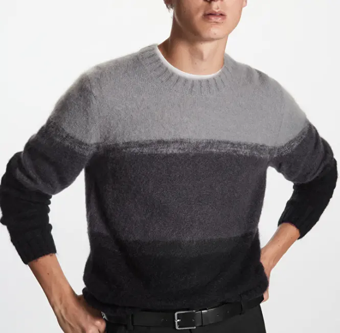 COS 条纹马海毛混纺毛衣