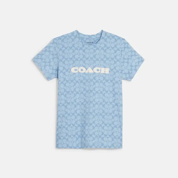 上新！Coach 蔻驰蓝色老花T恤