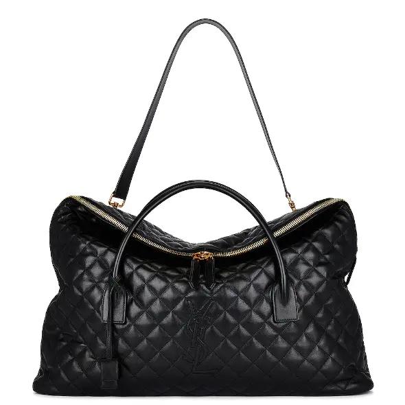 SAINT LAURENT 黑色菱格纹ES旅行包
