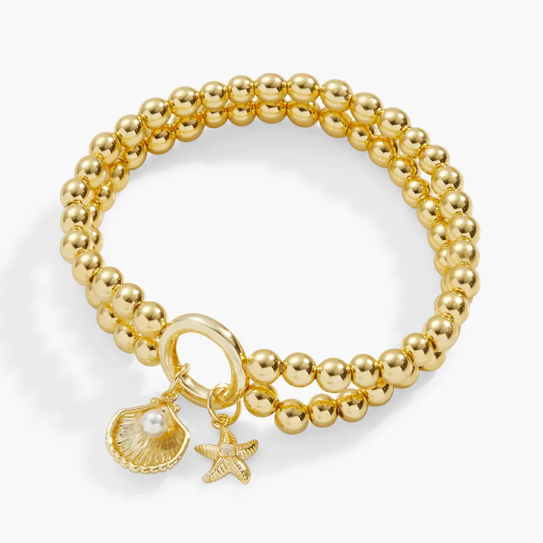 Alex and Ani 海星与贝壳圆珠手链