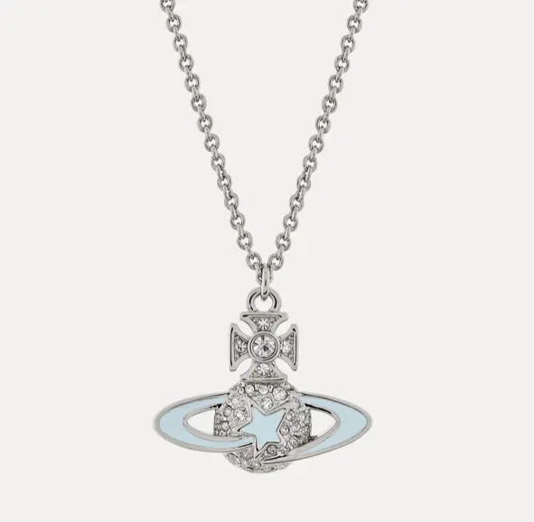 Vivienne Westwood 西太后 DARLENE 奶蓝色星星系列土星项链