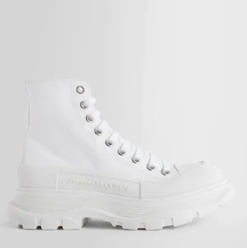 抄底价！ALEXANDER MCQUEEN 白色 Tread 高帮厚底鞋