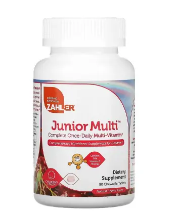 特价！Zahler Junior Multi 每日一粒综合多种维生素 天然樱桃味 90粒