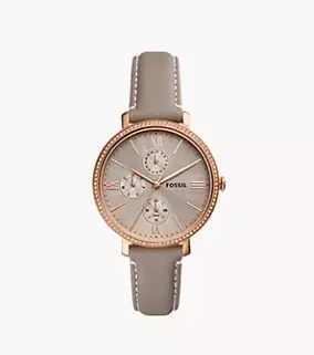 Fossil Jacqueline 多功能灰色 LiteHide™ 皮革手表