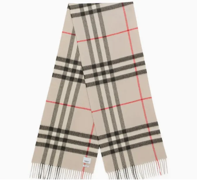 Burberry 浅色格纹羊毛围巾
