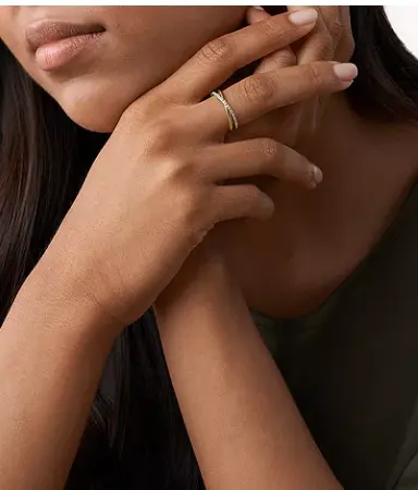 Fossil sadie 全叠层金色戒指