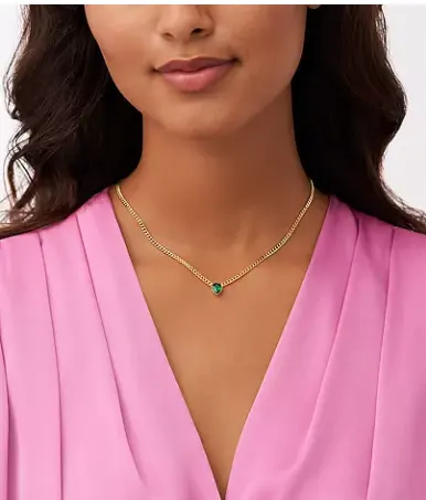 Julissa Prado x Fossil 金色黄铜链项链