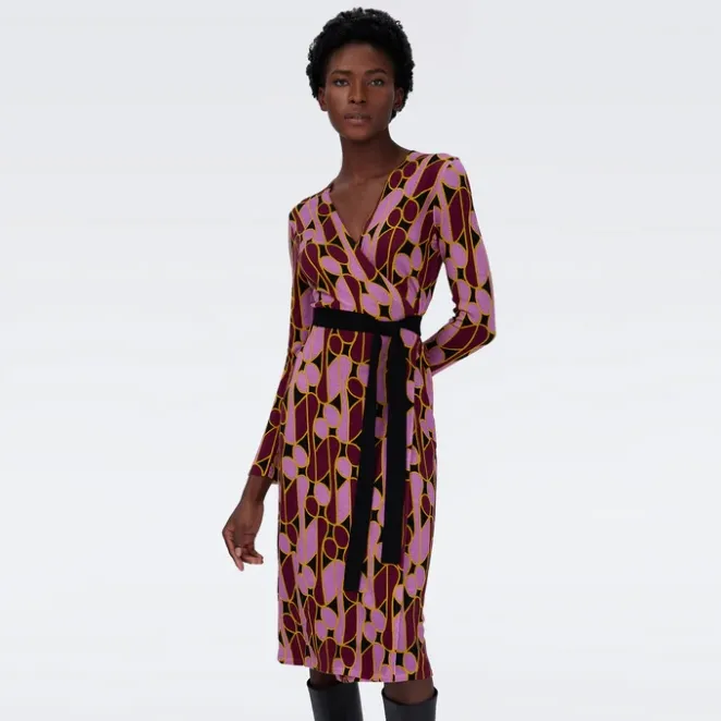 DVF Luella 彩色艺术几何羊毛裹身裙