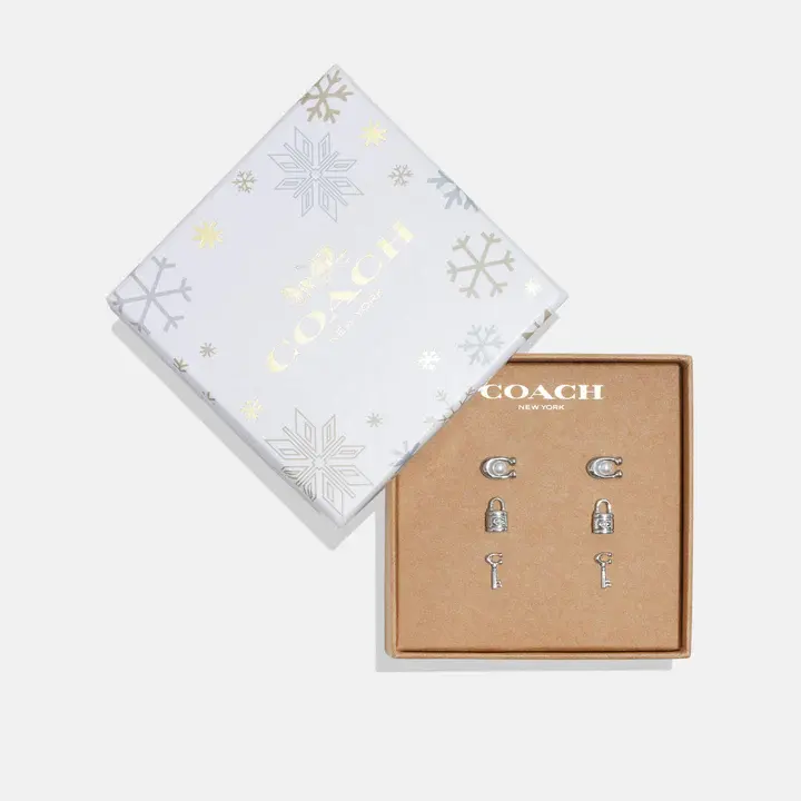 Coach 蔻驰 Lock Key 耳钉三件套