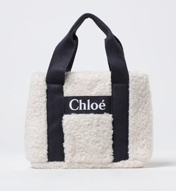 Chloé 童款毛绒织带托特