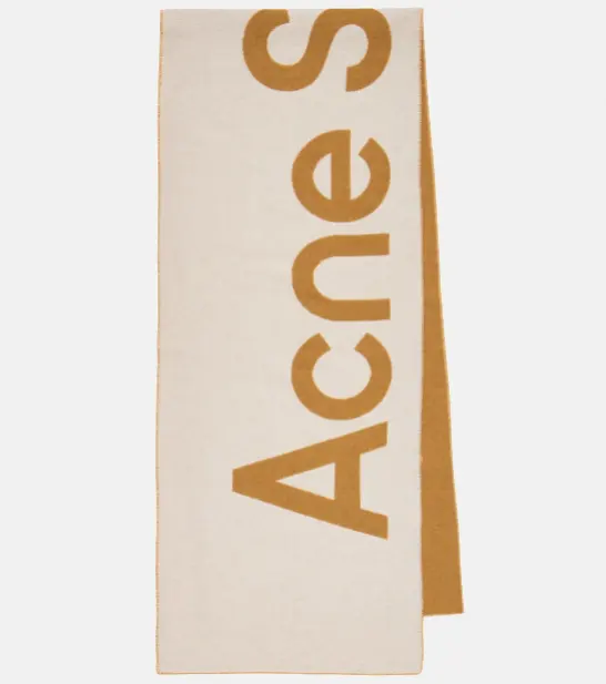 ACNE STUDIOS Logo 棕色羊毛围巾