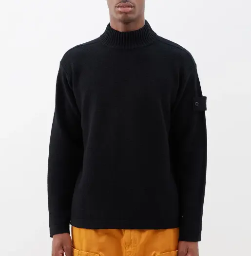 STONE ISLAND 黑色袖标毛衣