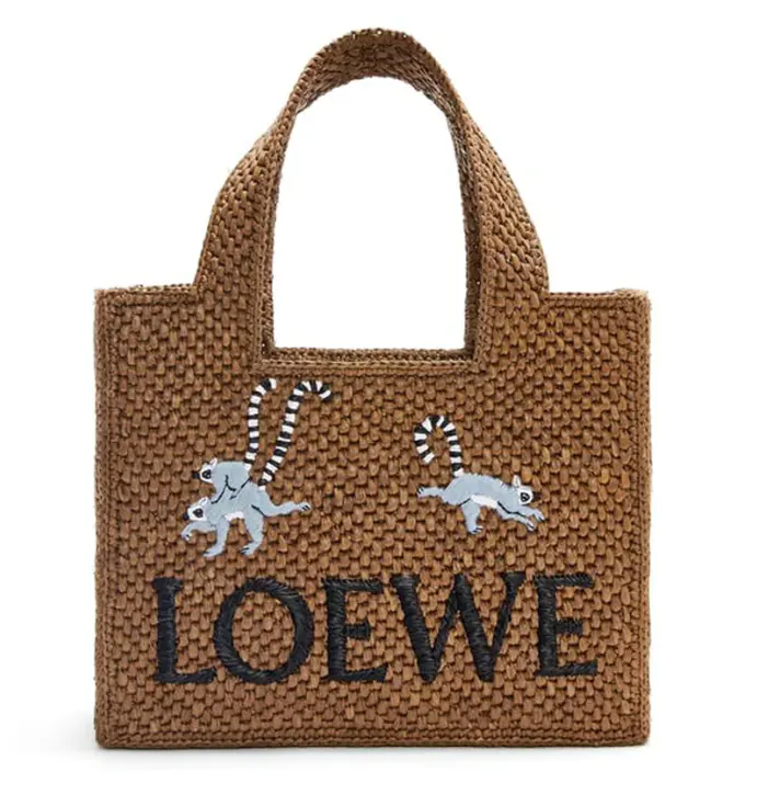 LOEWE 联名款棕色编织 小号 Font 托特包