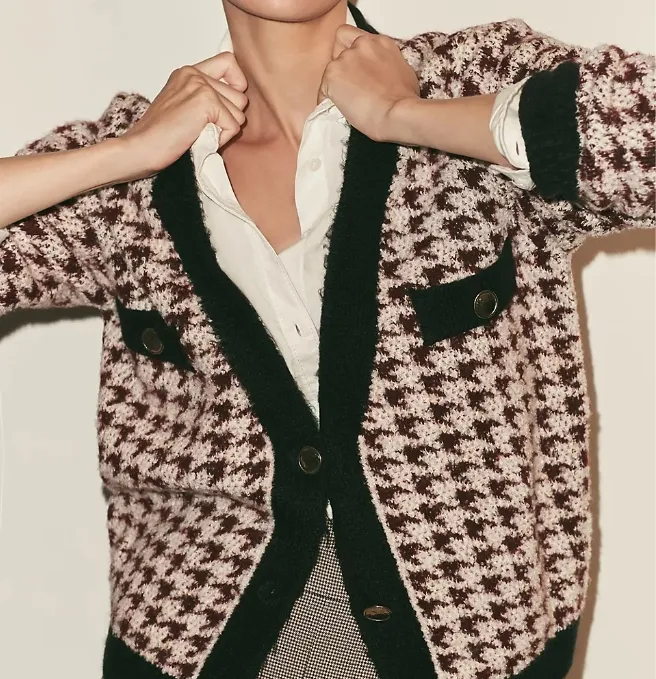 Anthropologie Maeve Houndstooth 千鸟格开衫