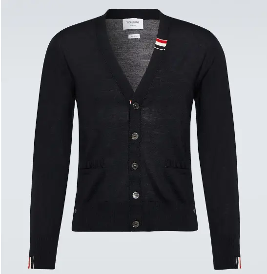 Thom Browne 领口logo黑色针织衫