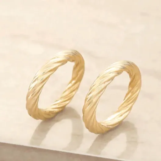  Ettika 18K 金色扭曲镀金戒指2件套