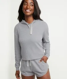 Hanes Originals 女士华夫格连帽衫