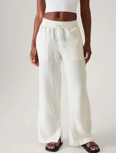 Athleta Retreat 亚麻中腰阔腿裤