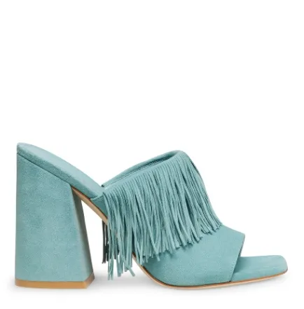 Stuart Weitzman TIA 流苏 100 绿色高跟拖鞋