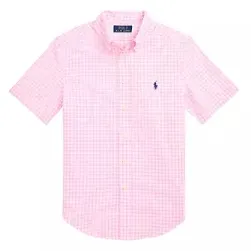 Ralph Lauren 拉夫劳伦8-20大童款短袖衬衫 粉白格子 