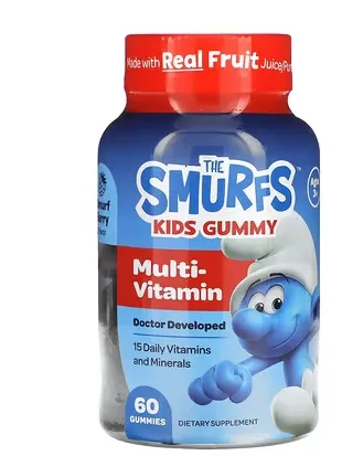 The Smurfs, 儿童软糖，多维生素，3 岁以上，精灵浆果味，60 粒软糖