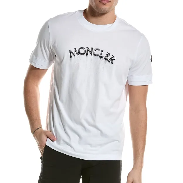 仅剩S码！Moncler 白色T恤 带LOGO
